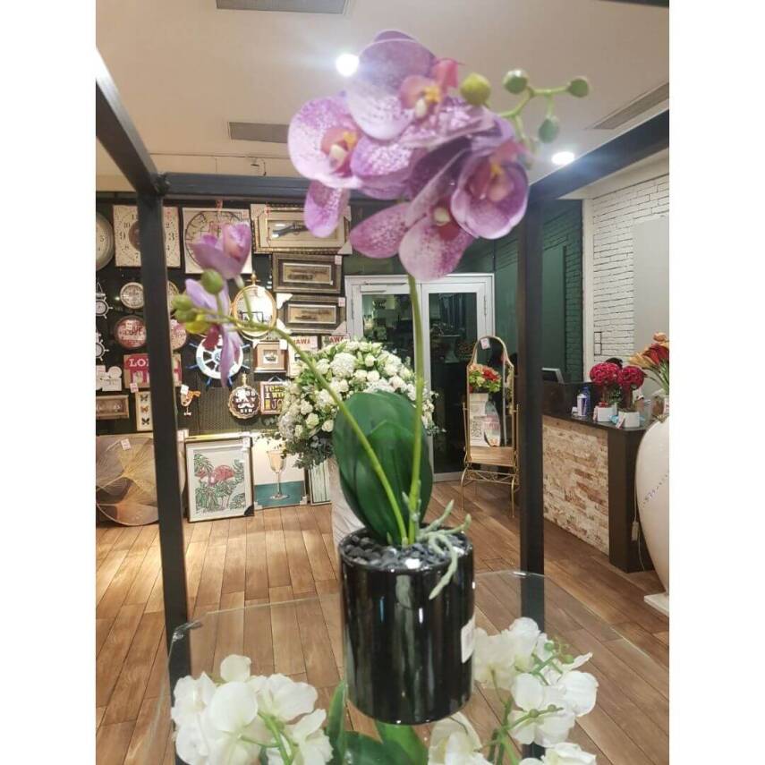 Artificial orchid, purple, in a pot - 3