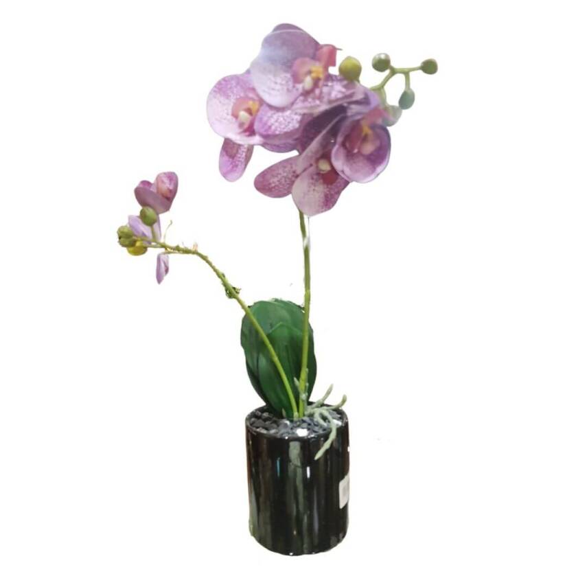 Artificial orchid, purple, in a pot - 1